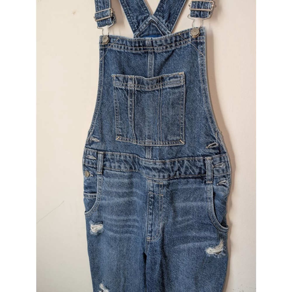 Arizona Jean Co Blue Distressed Denim Overalls Women's Small